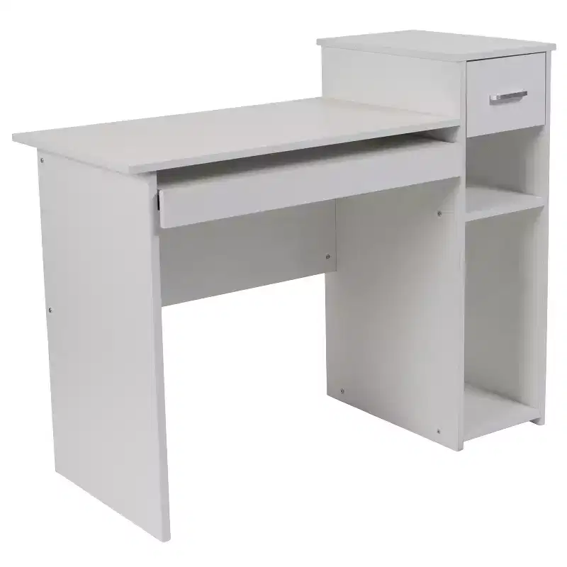 Emma and Oliver White Computer Desk with Shelves and Drawer