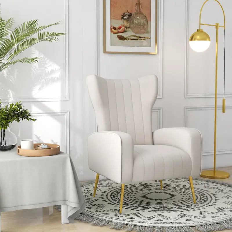 Upholstered Wingback Accent Chair - 26.4W x 37.8H x 32.6D