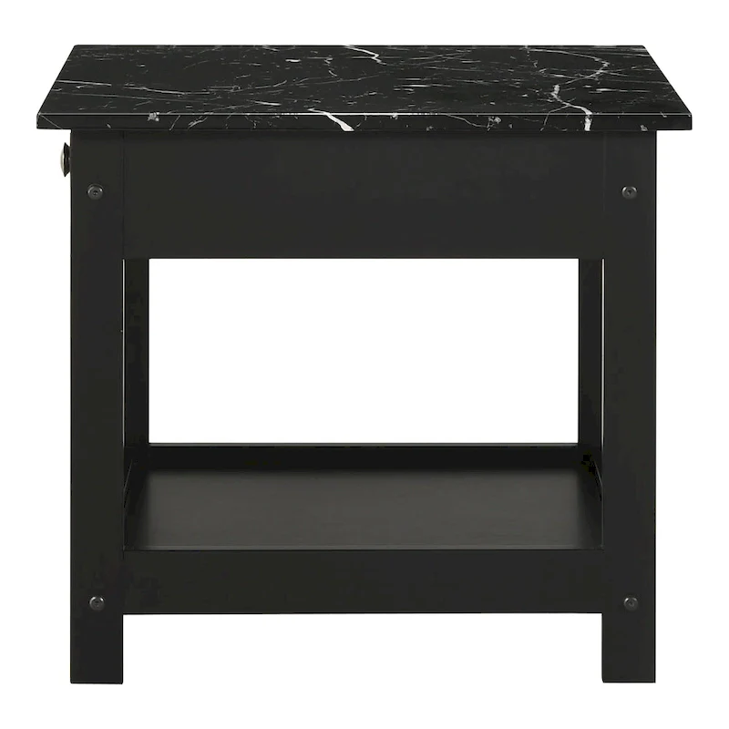 Transitional Rubberwood Coffee Table and End Table with Drawer