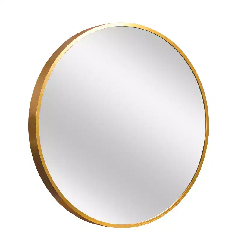 HomeRoots 20 Gold Aluminum Round Framed Bathroom Vanity Mirror
