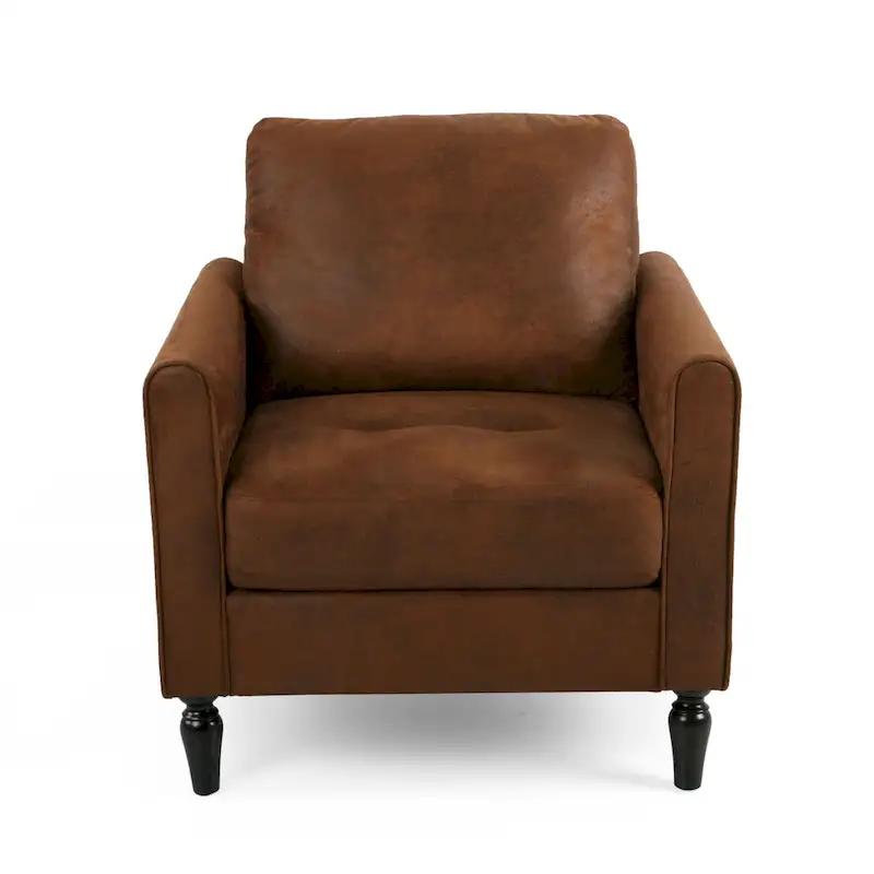 Ada Accent Chair, Plush Pillow Back, Textured Brown Microfiber Design