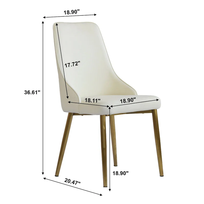 Modern Cream White Faux Leather Dining Chairs (set of 2) - N/A