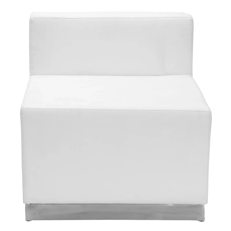White/Black LeatherSoft Modular Reception Sofa Set, L-Shape, Seats 5