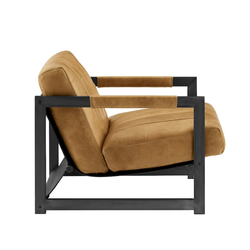 Art Leon Genuine Leather Lounge Accent Arm Chair