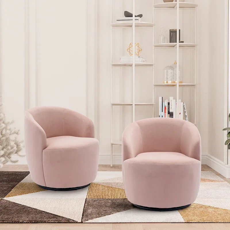 Ouyessir Modern Teddy Upholstered Swivel Barrel Chair(Set of 2)