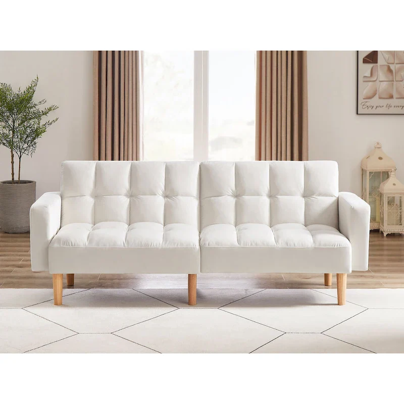 Velvet Convertible Sofa Bed - 3-Position Futon