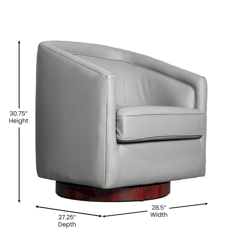 Barrel Accent Chair with 360 Swivel Vinyl Wrapped Base