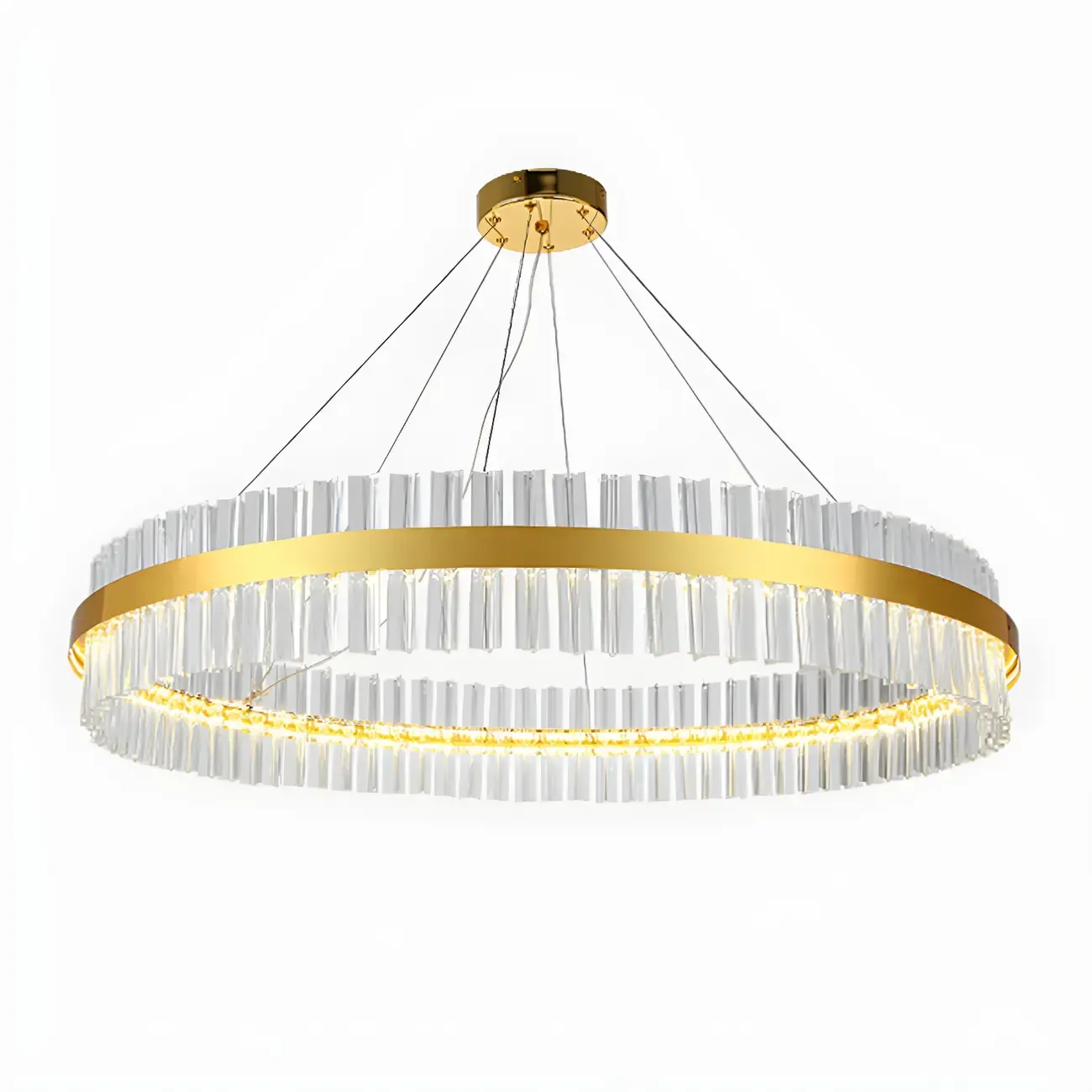Modern Brass Round Crystal Island Chandelier