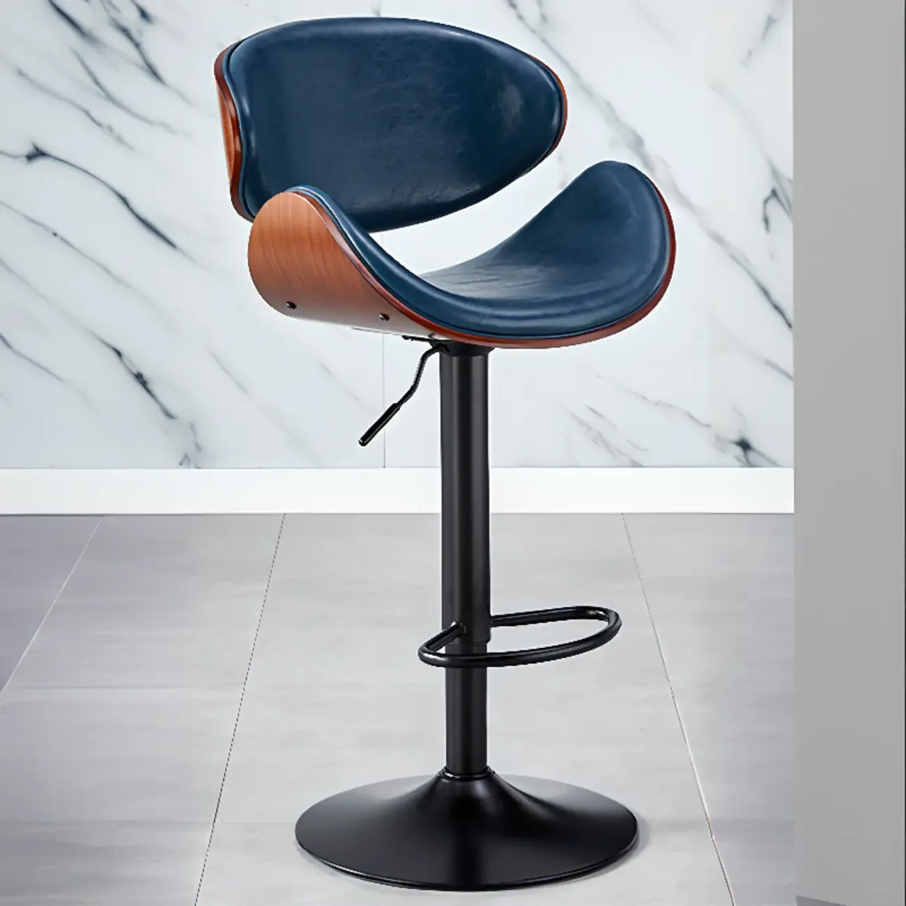 Bucket Adjustable Swivel Leather Bar Stools