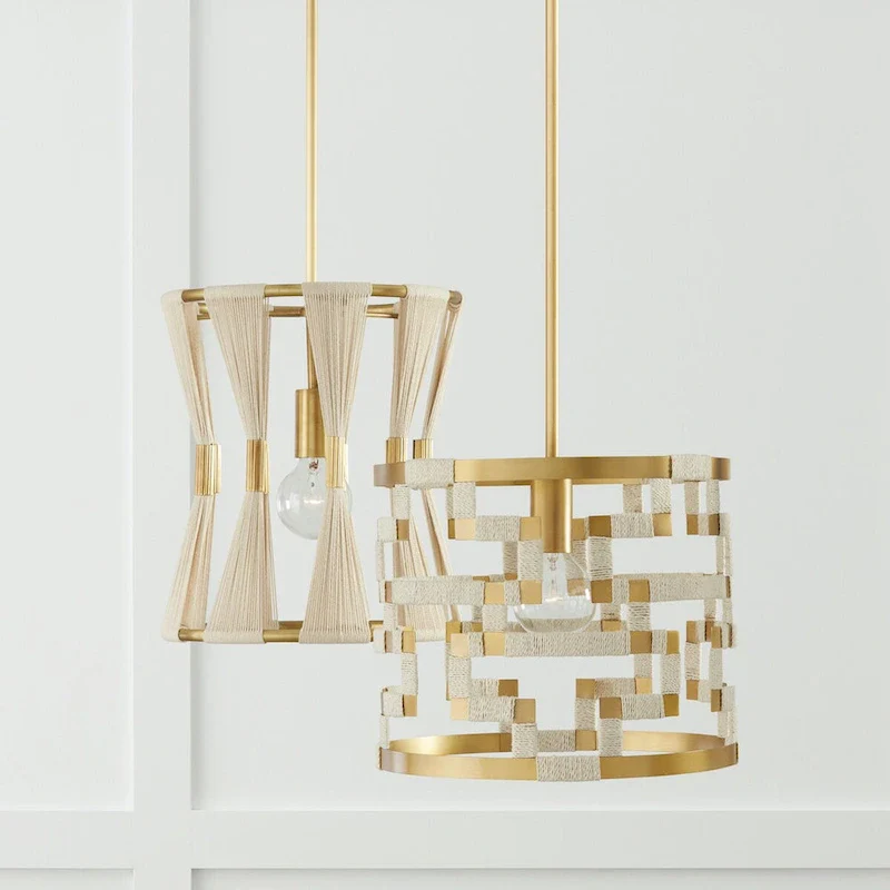 Hala 13.5  1-light Patinaed Brass/ Bleached Natural Jute Pendant