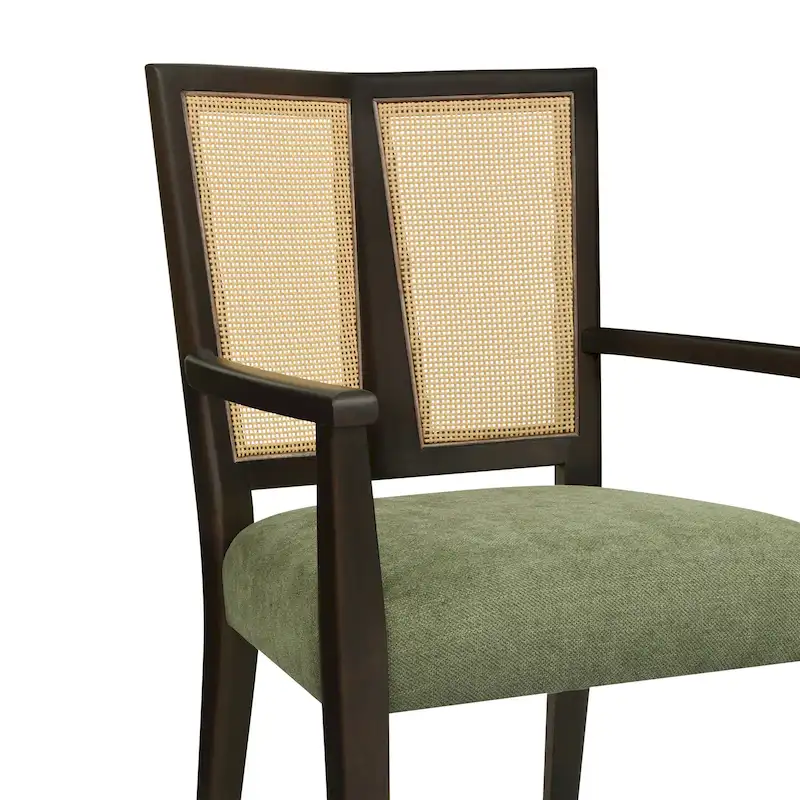 Christopher Knight Home - Harrison Mid-Century Upholstered Arm Dining Chair Set of 2 with Rattan Back