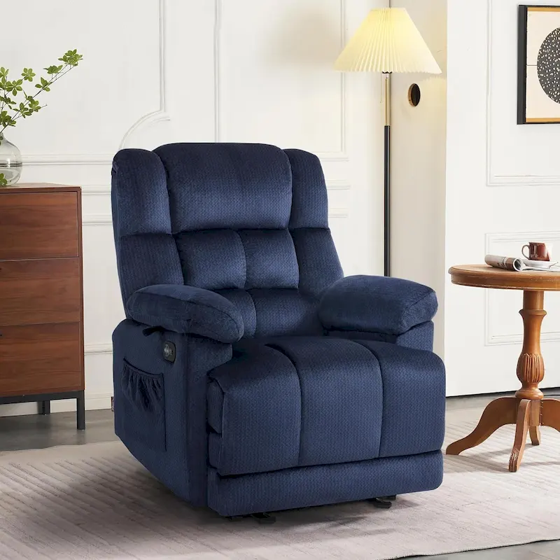 Electric Power Recliner Chair with Heat and Massage, Fabric
