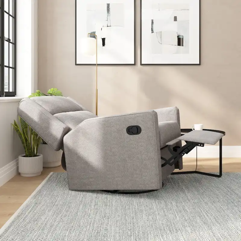 Classic Upholstered Manual Recline Rocking Swivel Glider Chair