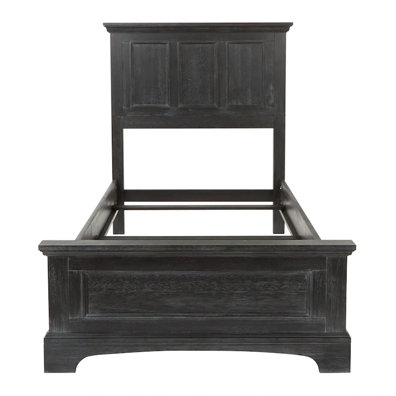 Farmhouse Basics Rustic Black Finish Panel Bed Set