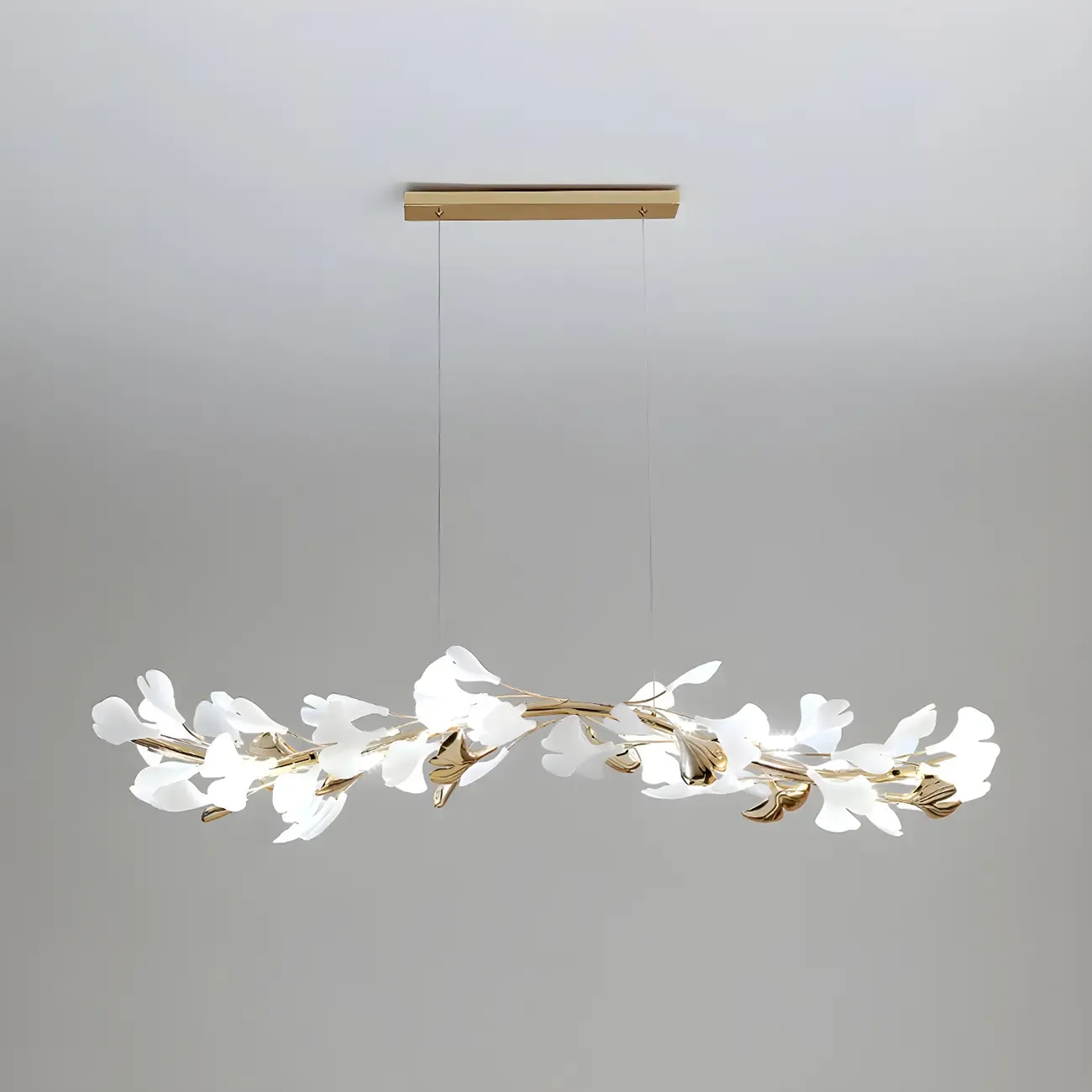 Adjustable Modern White 8-Light Leaf Island Light