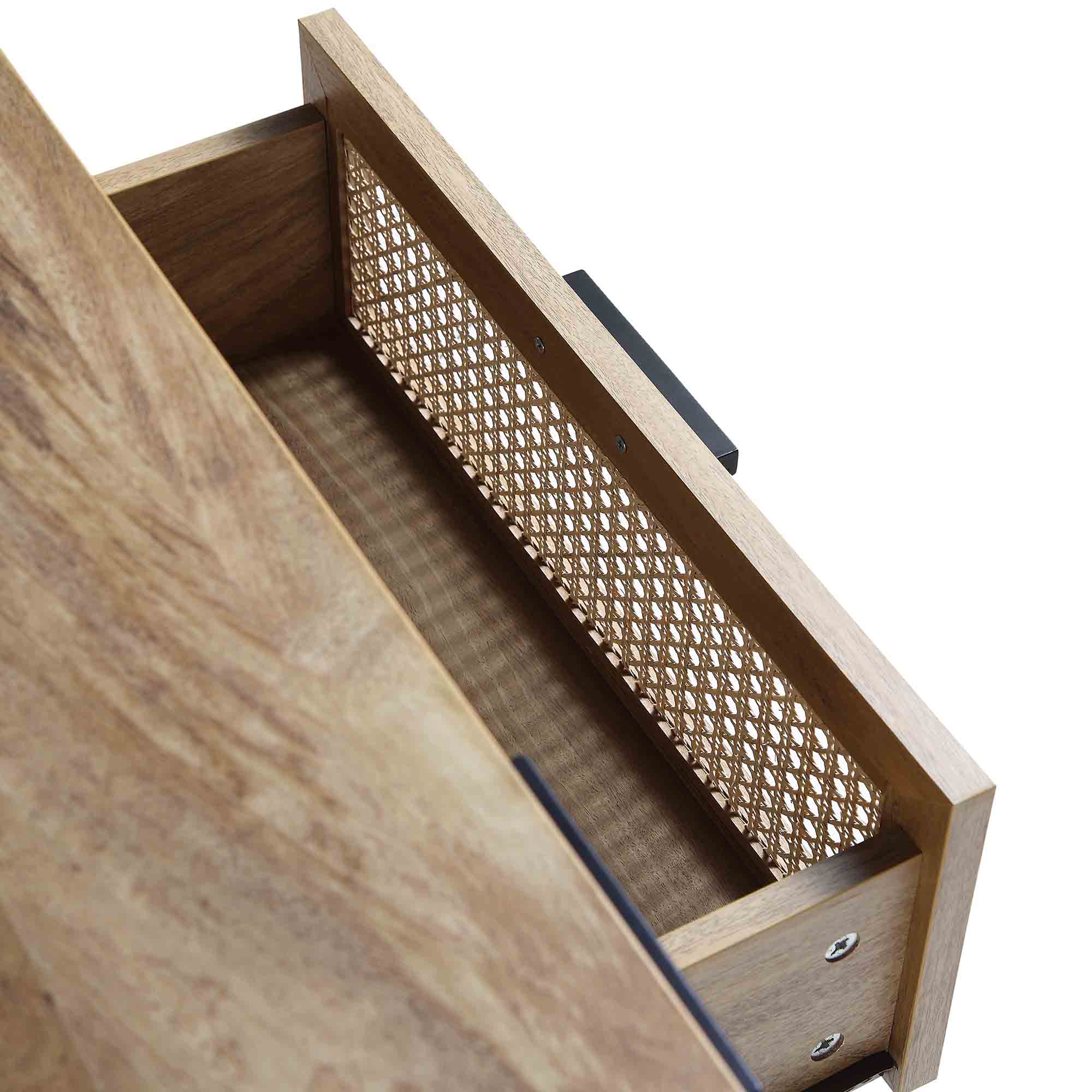 Curved Rattan 59 TV Unit, Natural