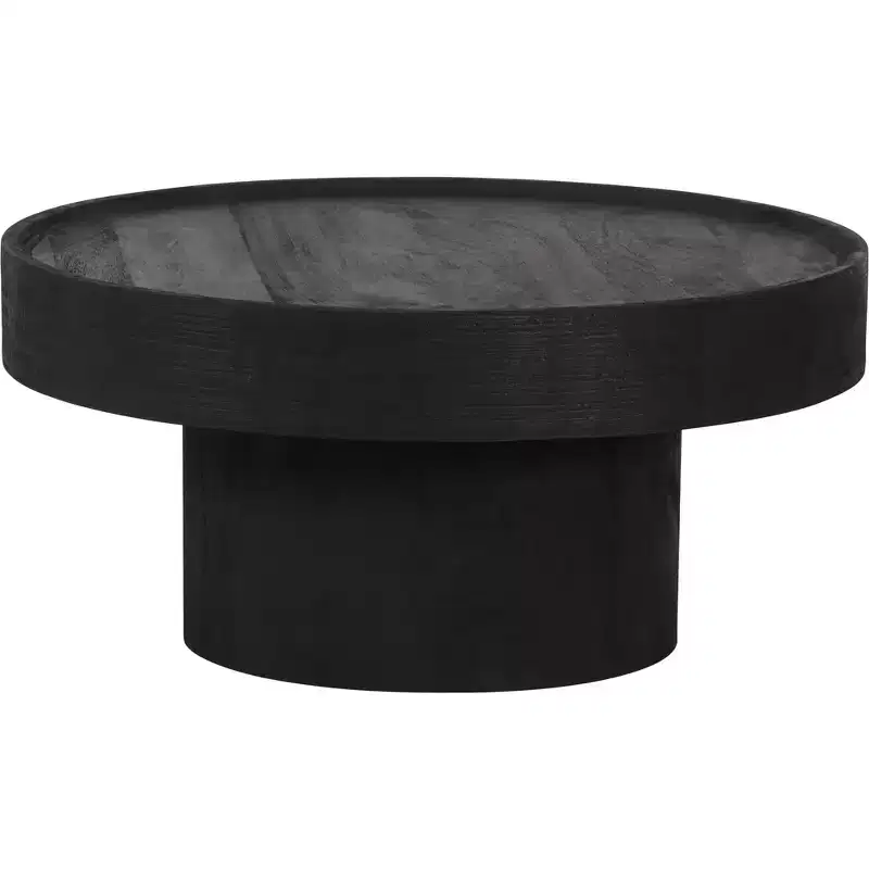 The Dalles Coffee Table Mango Wood Black - ZM Home: Modern Pedestal Base, No Assembly, 1-Year Warranty