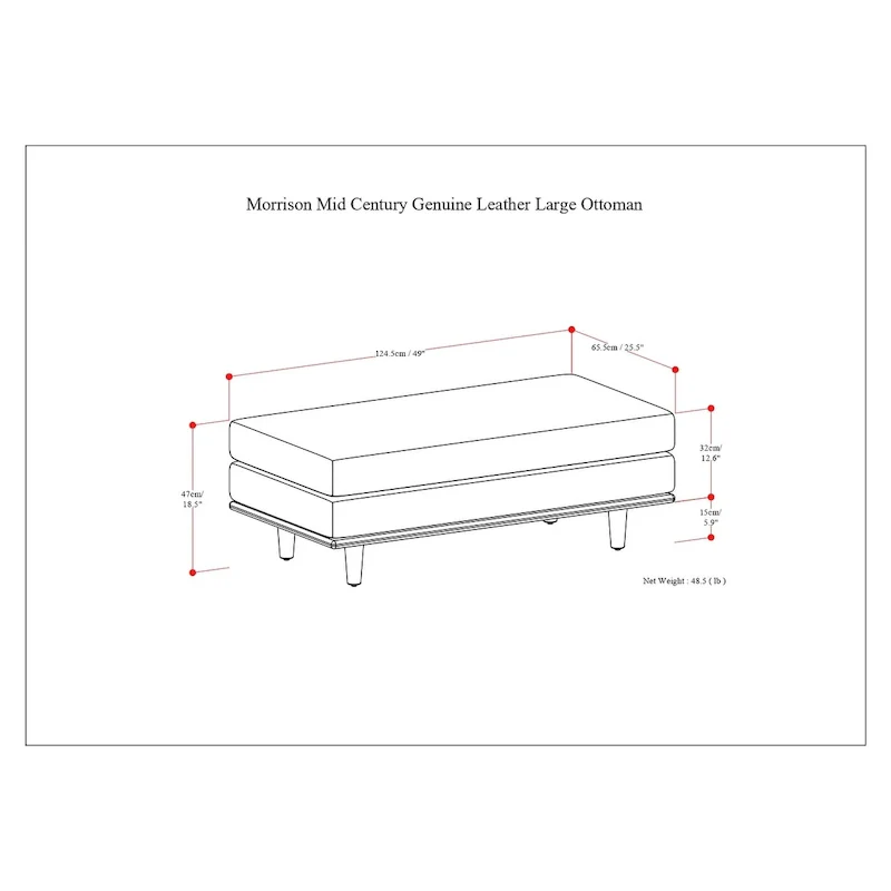 WYNDENHALL Brixley 49 inch Wide Mid-Century Modern Table Ottoman