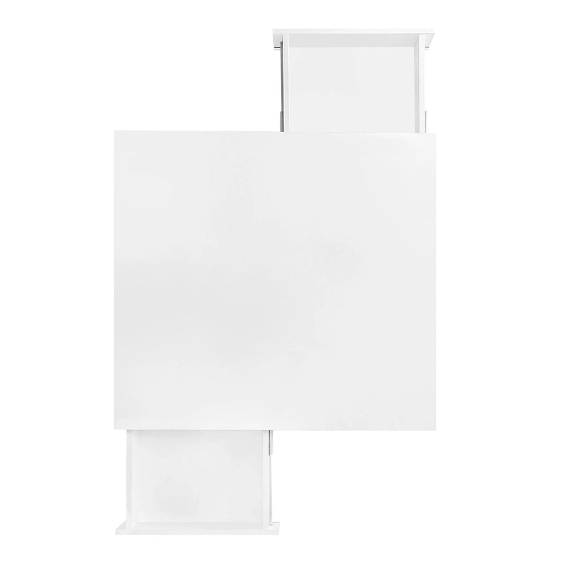 High Gloss Coffee Table: 4 Golden Legs, 2 Drawers, 2-Tier Square Design