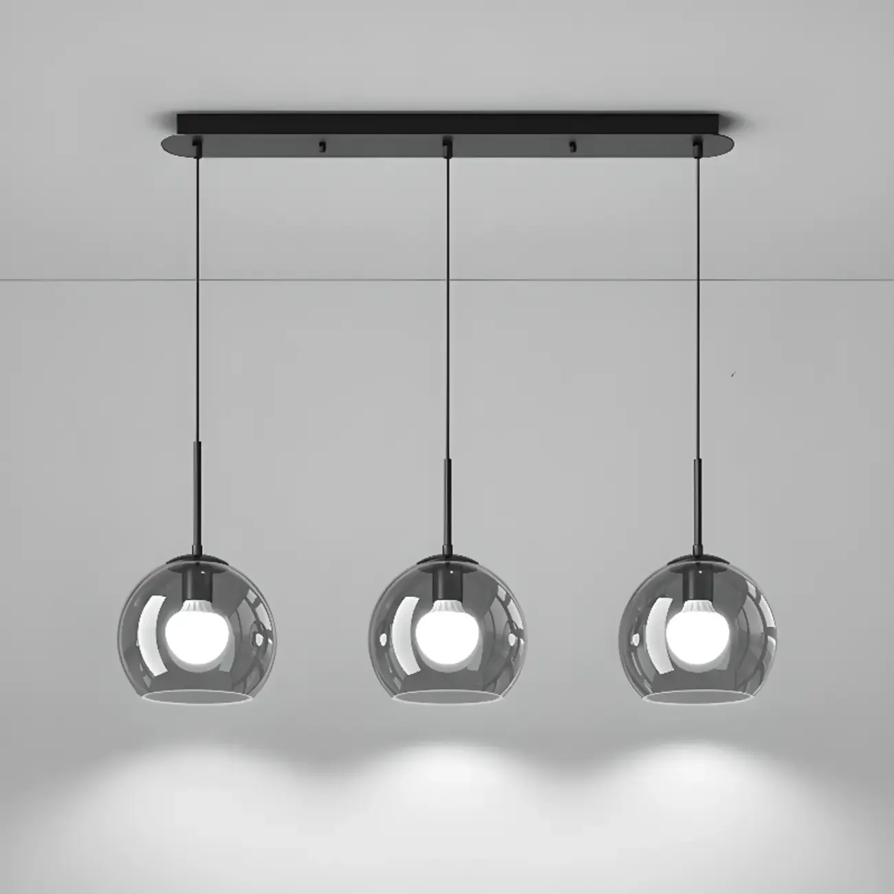 Modern 3-Light Glass Kitchen Pendant Light Adjustable Height