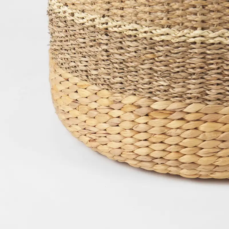 Mercana  Maya  Brown Striped Seagrass Round Coffee Table Pouf