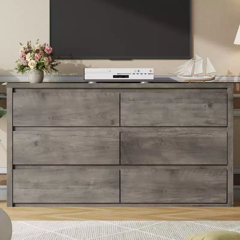 Gray / Natural / White 7-Drawer Dresser – Handle-Free Wood Chest, Single Use