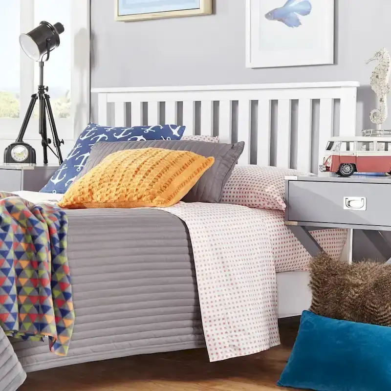 Tiáowén bái shǎi mùzhí chuáng tóu bǎn 10 Striped white wooden headboard