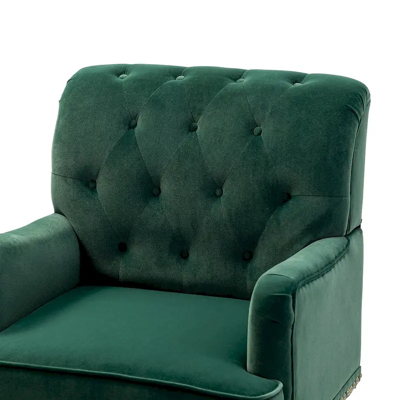 Velvet Button Tufted Accent Chair with Nailhead Trim