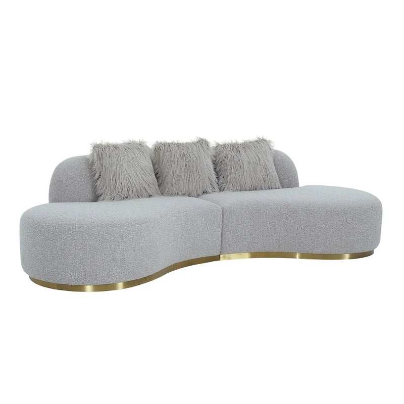 Pasargad Home Simona Curved Sofa with 3 Pillow Included