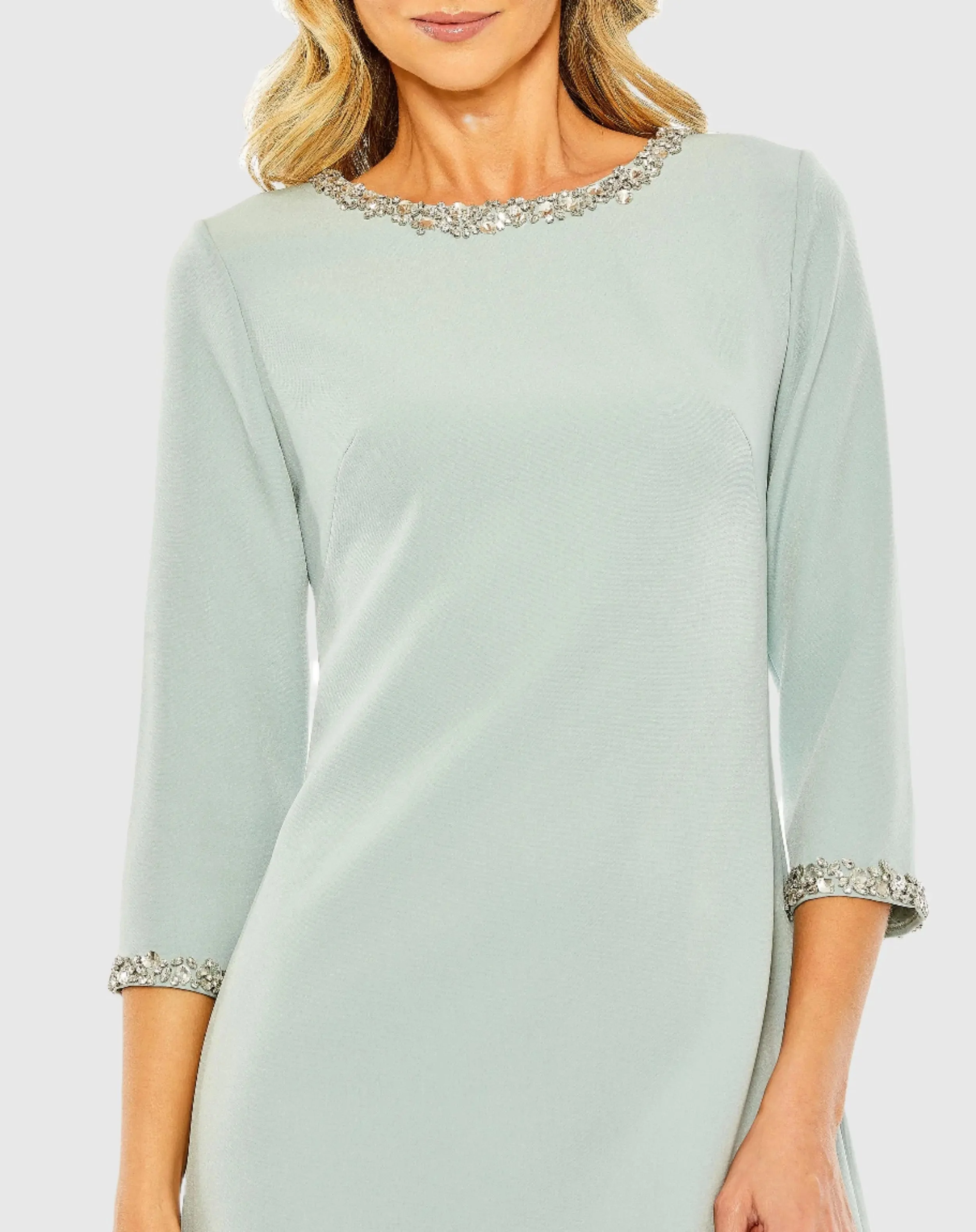 Green Embellished Crepe Cocktail Dress