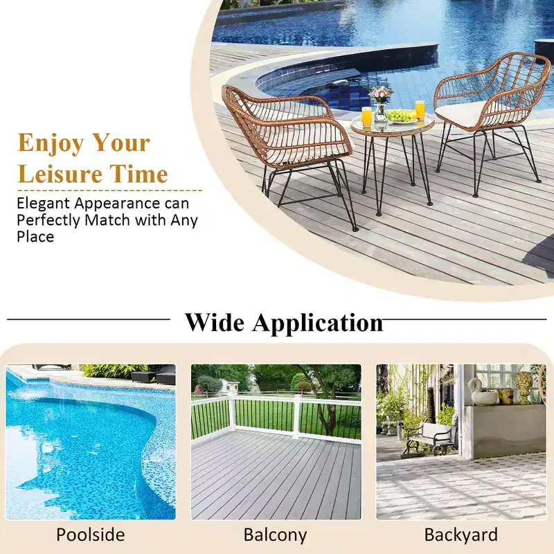 Costway 3PCS Patio Rattan Bistro Set Coffee Table Armchair Garden
