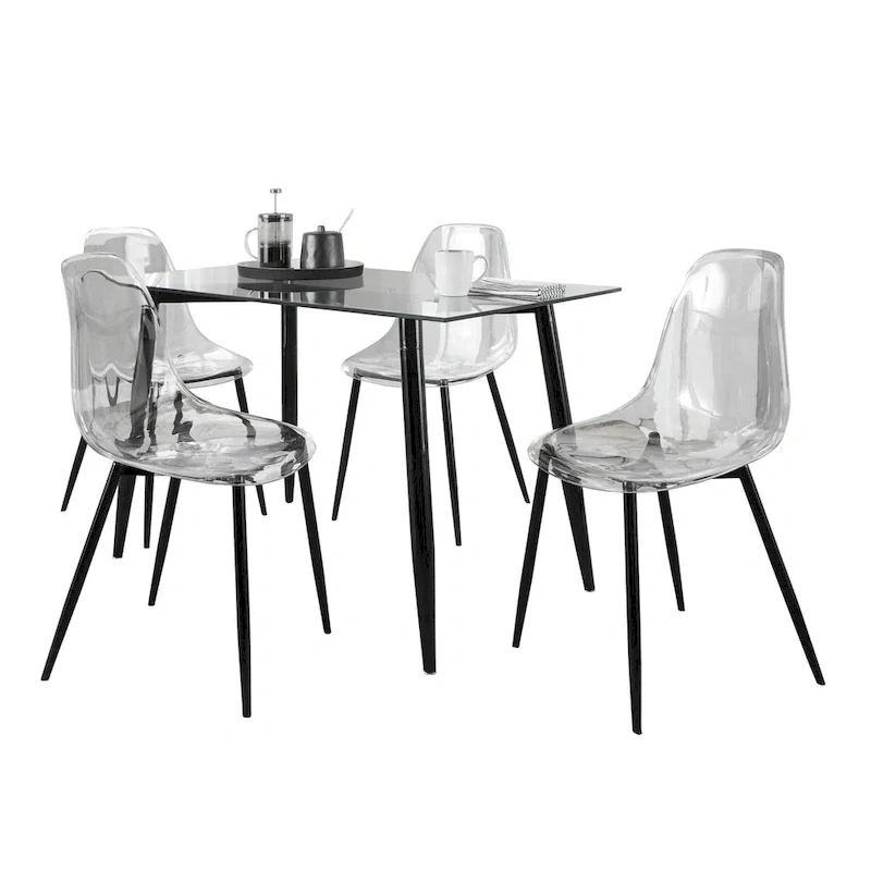 Carson Carrington Barton 5-Piece Clear Acrylic Rectangular Dining Set