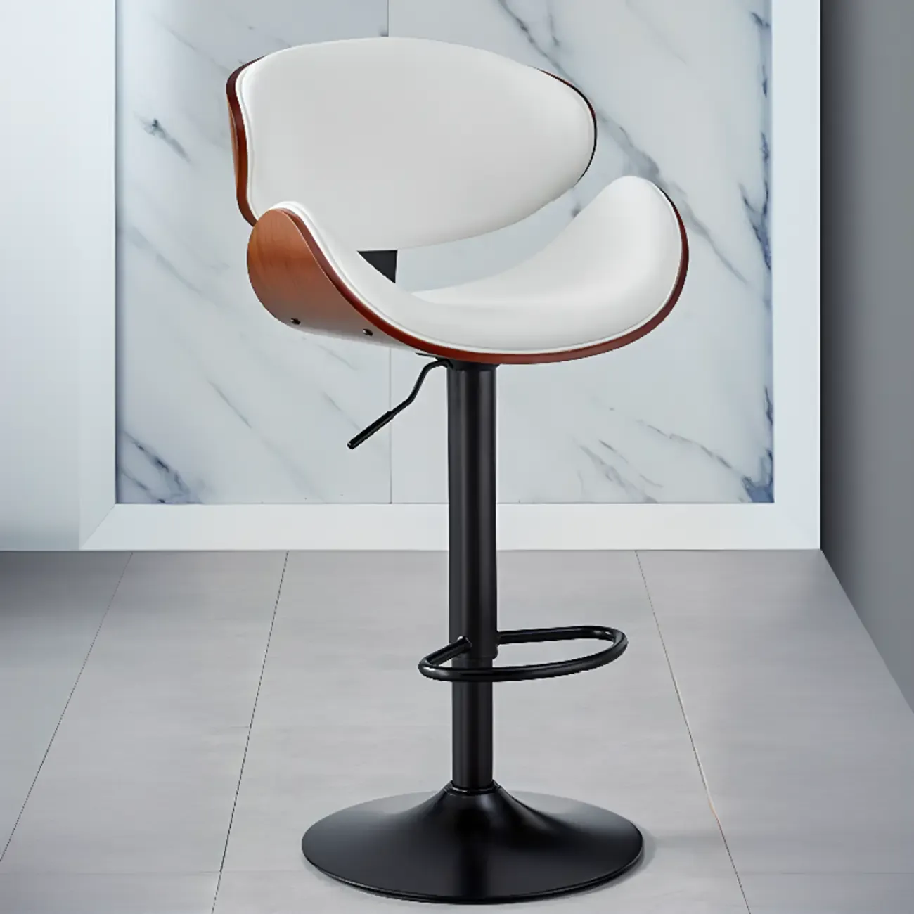 Bucket Adjustable Swivel Leather Bar Stools