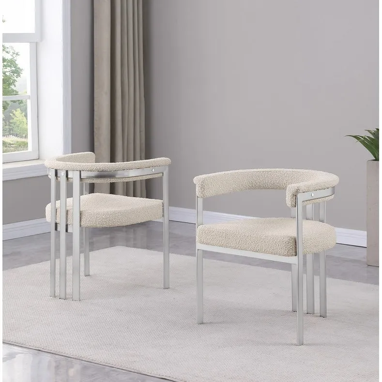 Best Quality Furniture Matte Brushed Chrome Dining Chairs (Set of 2) - N/A