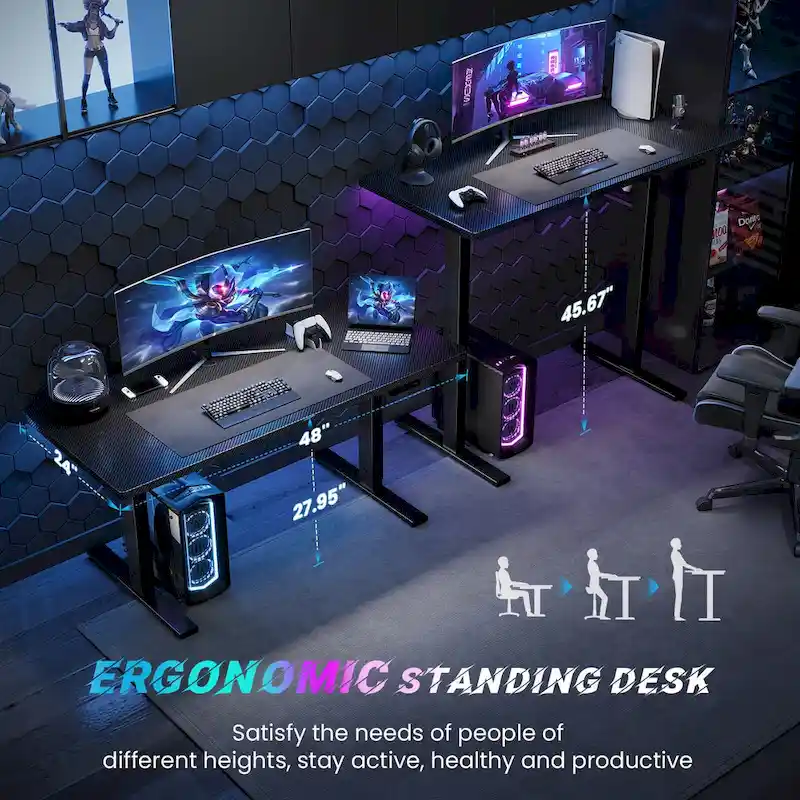 SIAGO 48 x 24 Inch Computer Desk Height Adjustable Electric Sit Stand Up Desk