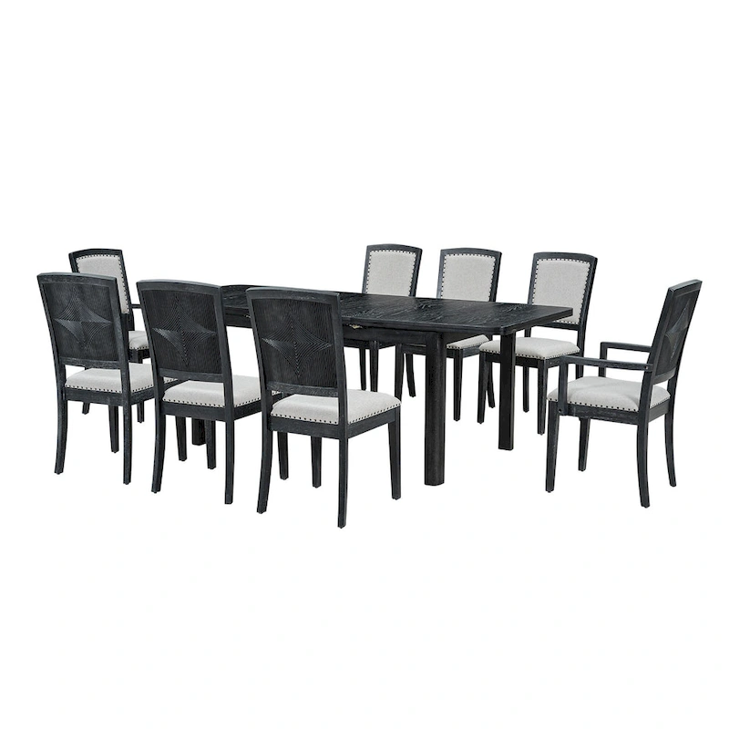 7-Piece Wooden Dining Table Set with Extendable Table & 6 Chairs