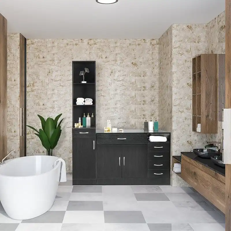 High Cabinet Bathroom Wall Cabinet Black