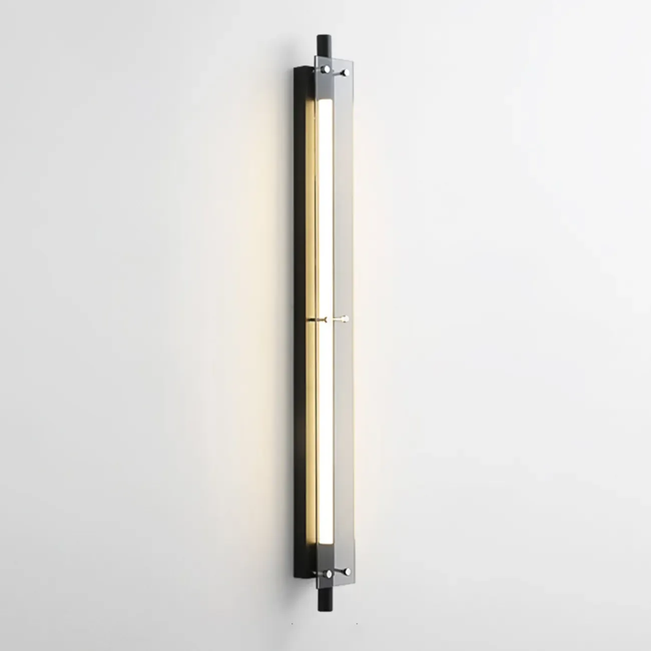 Modern Black Metal Linear Plastic Shade Wall Sconce