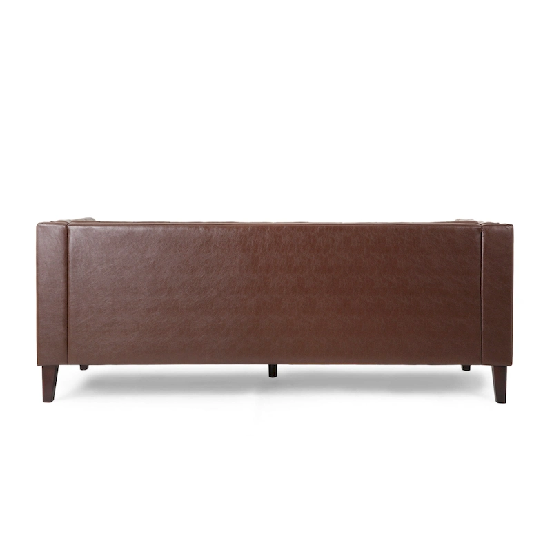 Pondway Faux Leather Tufted 3 Seater Sofa by Christopher Knight Home