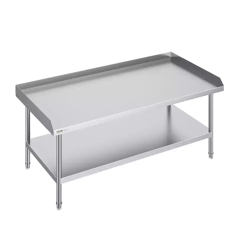 VEVOR Stainless Steel Work Table, 30 x 60 x 26 Inch Commercial Food Prep Worktable, 3-Sided Backsplash Heavy Duty Prep Worktable