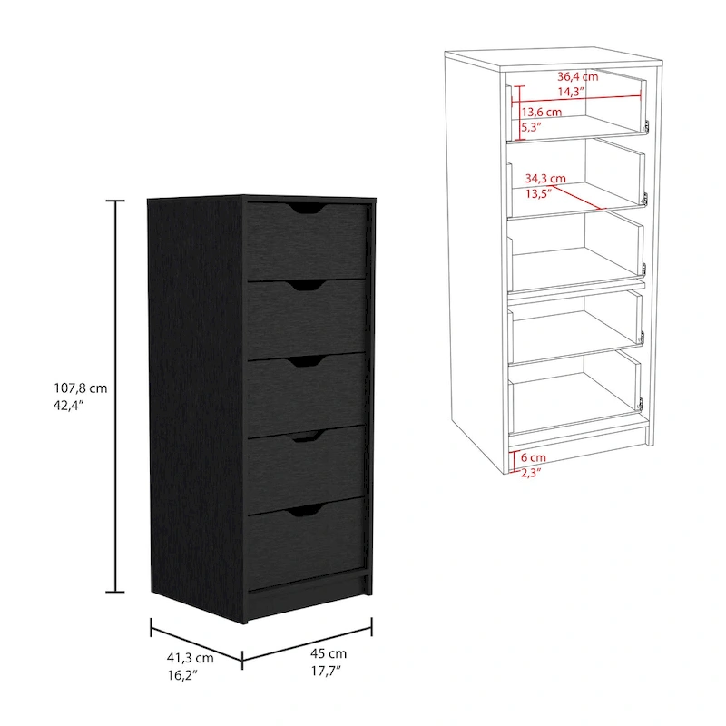 5 Drawers Tall Dresser with Pull Out System