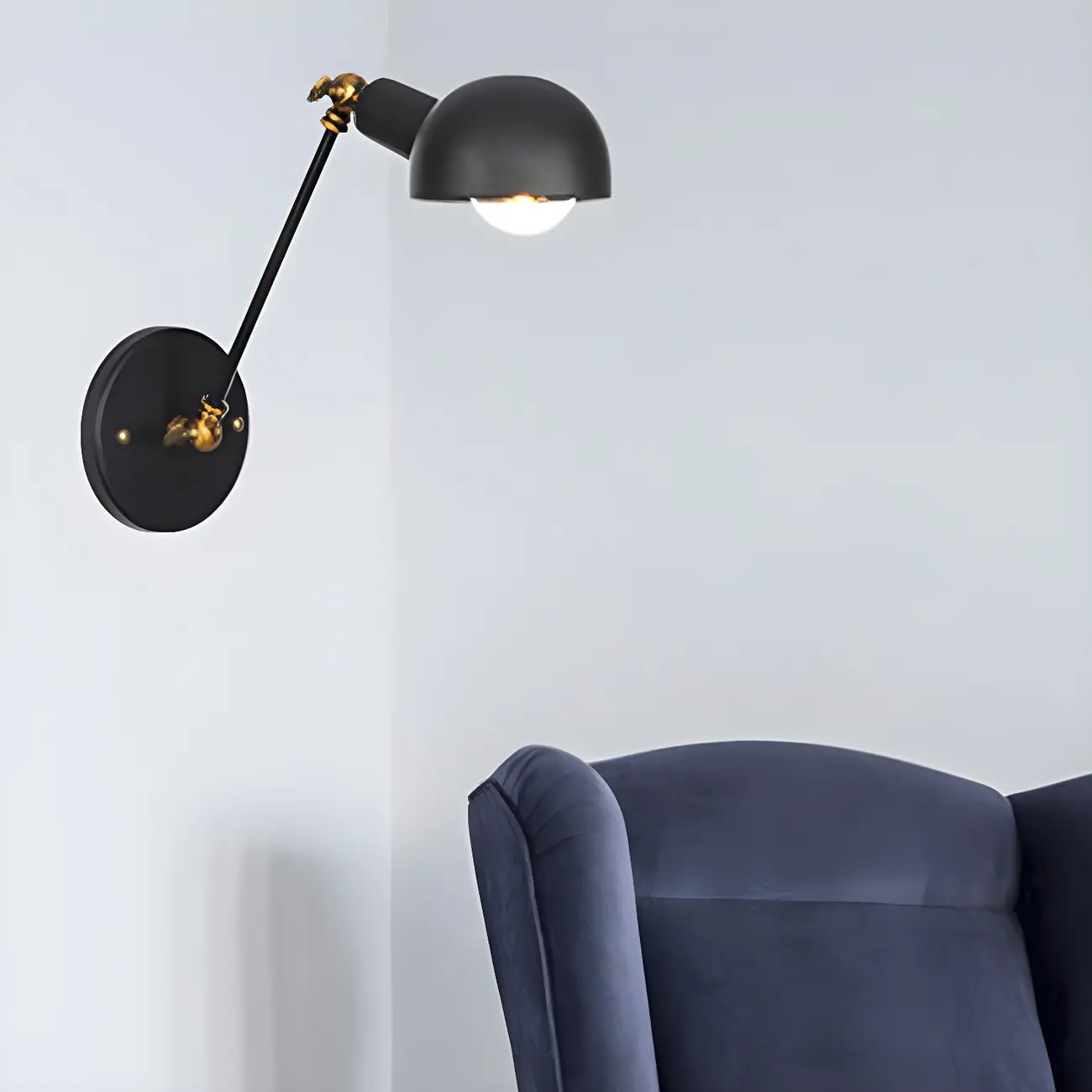 Adjustable Industrial Dome Swing Arm Wall Light