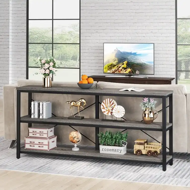 70.9 inch Narrow Console Table Sofa Tablewith 3-Tier Shelves