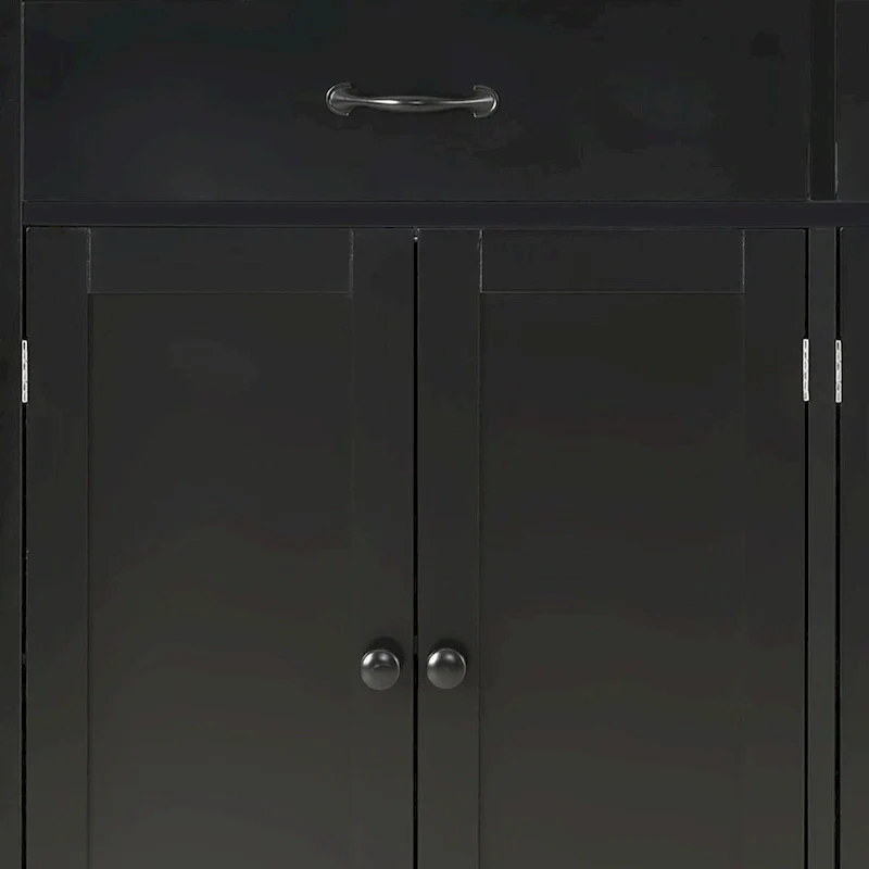 Classic Wooden Kitchen Island Cart with 2 Drawers, 2 Cabinets, a Towel Rack and a Spice Rack