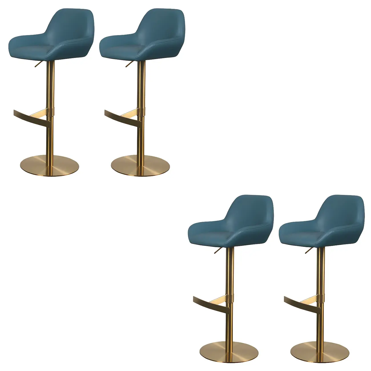 Glossy Metal Bucket Swivel Adjustable Bar Stools
