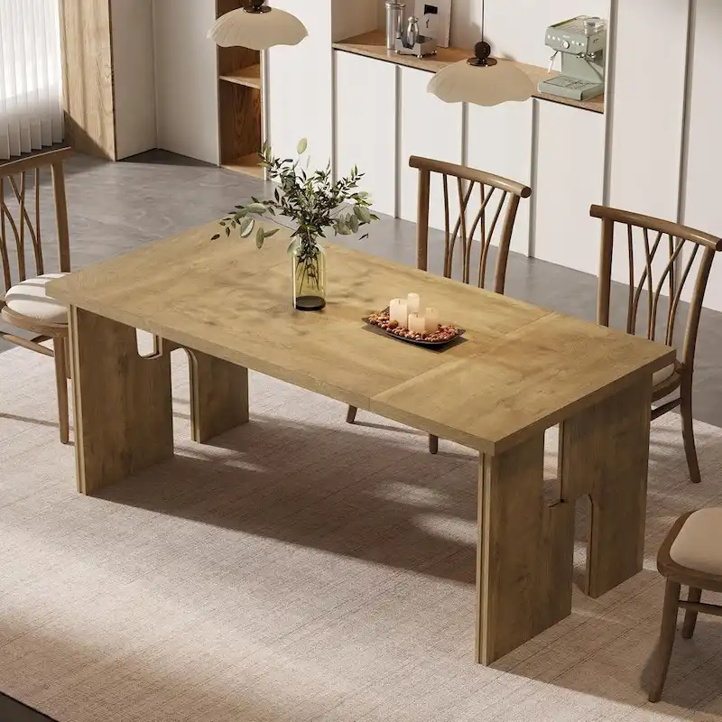 63 Dining Table Rectangle Kitchen Table with Modern Aesthetic Legs