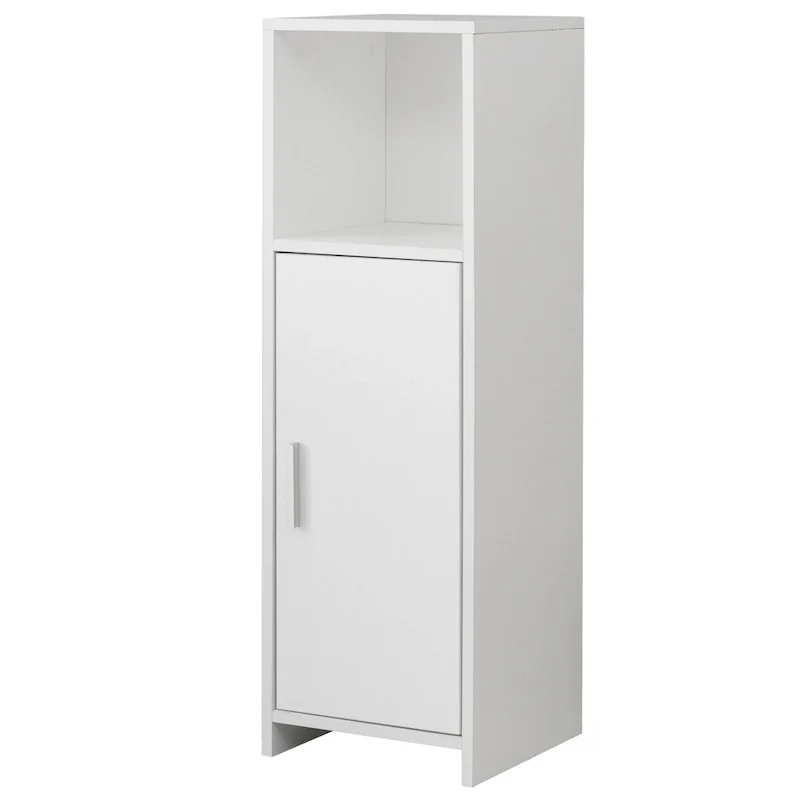 White Freestanding Single-Door Bathroom Linen Tower Cabinet