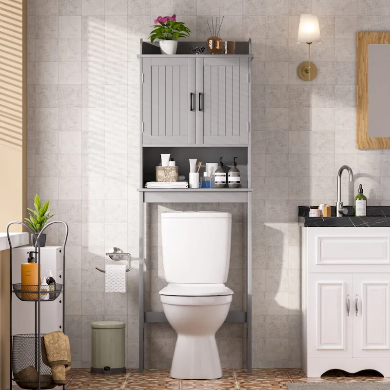 VEIKOUS Bathroom Over The Toilet Storage Cabinet Organizer With Doors and Shelves