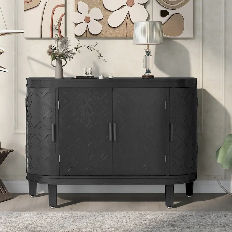 Black / Navy Blue / White / Antique Gray — Antique Pattern 2-Door Storage Cabinet, 1-Person Assembly