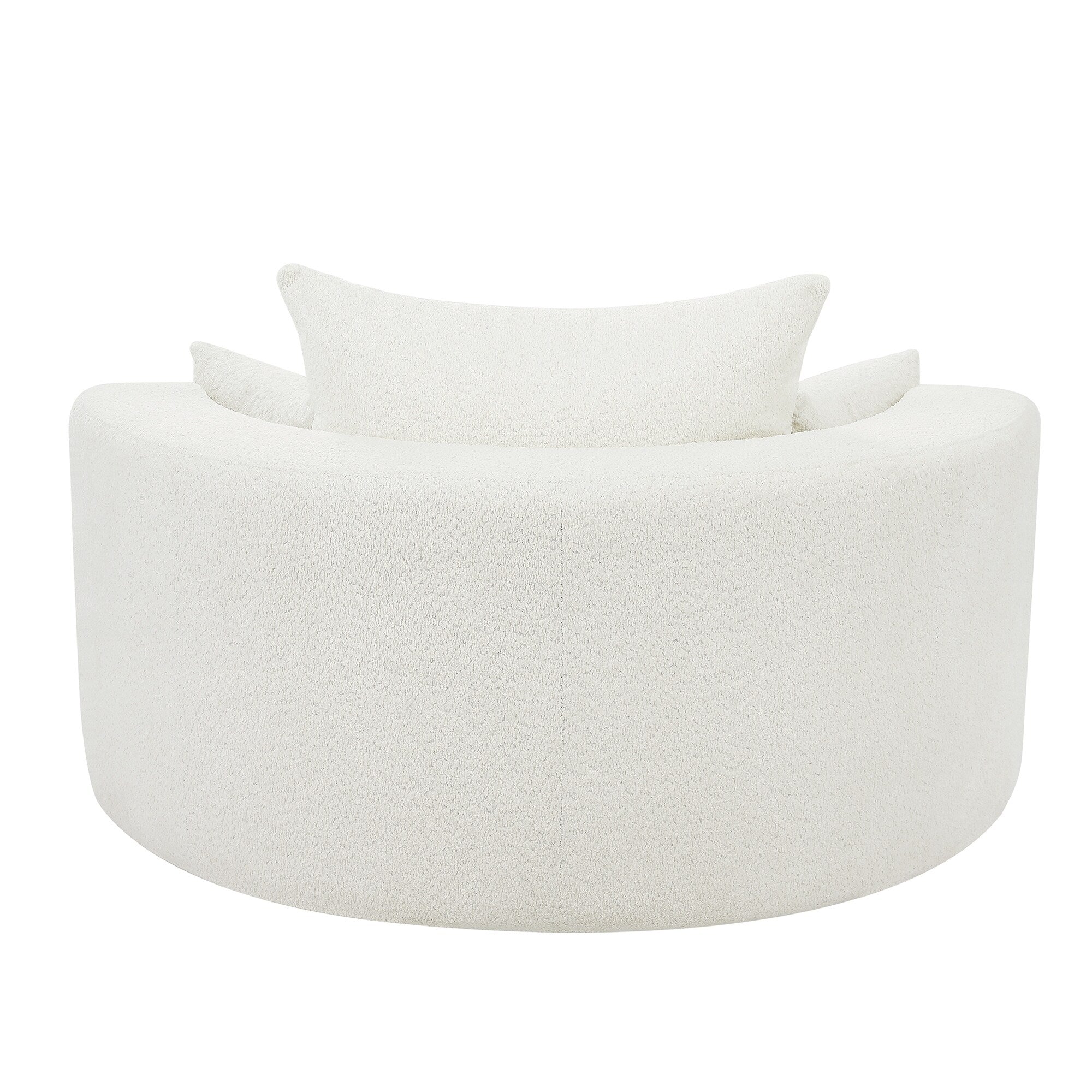 Chenille Accent Barrel Chair Lounge Chair, Round Sofa Chair Armchair with 360-Degree Swivel Base and 3 Removable Pillows